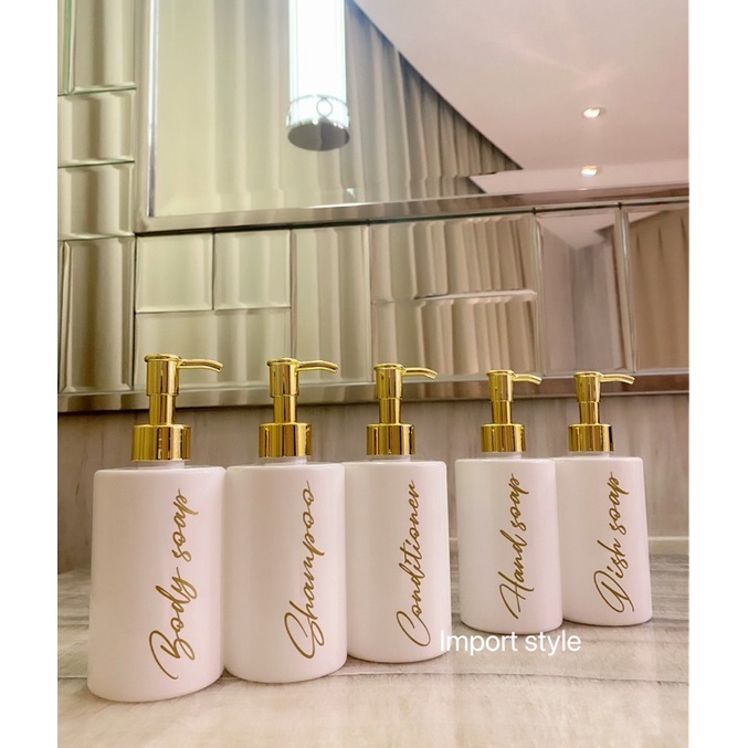 botol putih Exclusive 250ml . aesthetic bottle minimalist refill organizer tempat sabun cair pump estetik