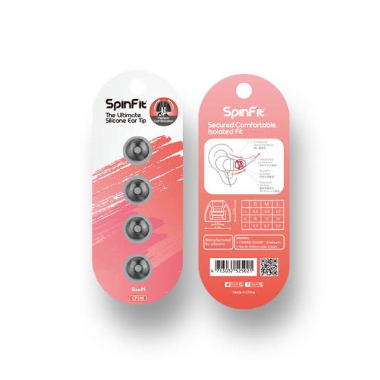 Spinfit Eartips Earpiece CP500 - 5.5mm Nozzle - Replacement - Original Casei - Size S / M / L