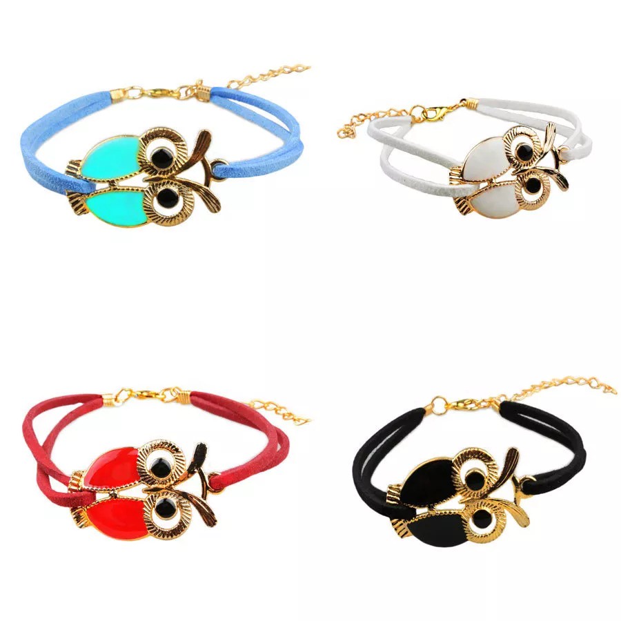 Gelang 18 Cm Adjustable Tangan-Anyaman Kulit Gelang untuk Wanita String Burung Hantu Gelang Pacar Hadiah