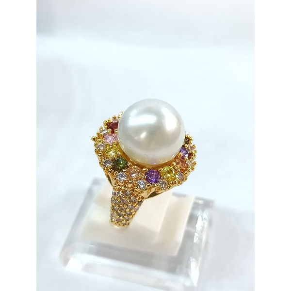 cincin rodhium mutiara laut / mutiara laut cincin mewah