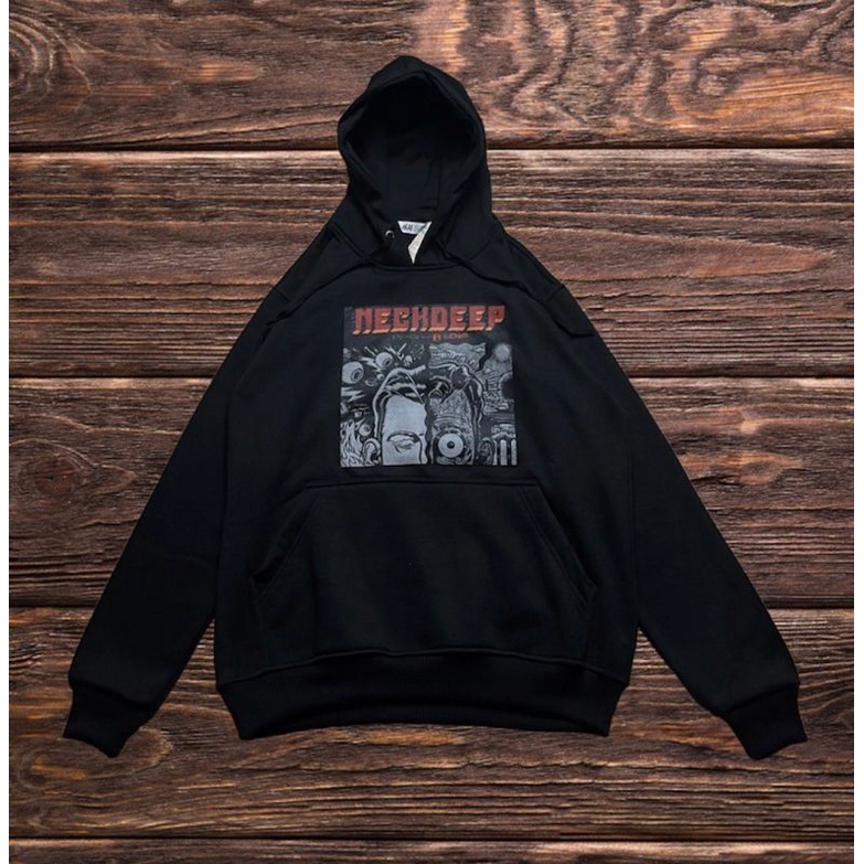 HOODIE NECKDEEP H&amp;M BLACK FULL TAG LABEL CASUAL HYPE FASHION PRIA