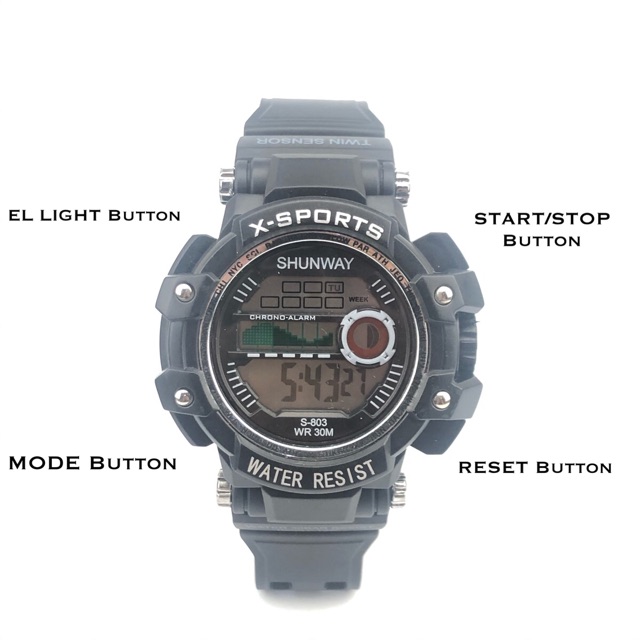 ［W.R 30M］Jam tangan Digital sport pria Anti Air 30M  S-803