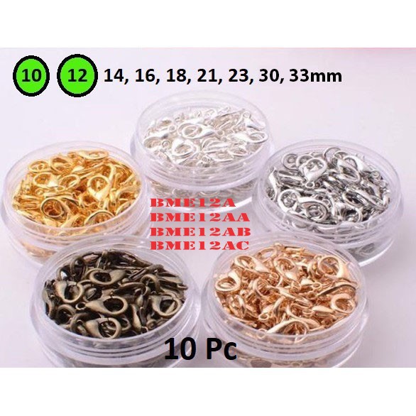 Uk 10mm(301) - 12mm(302) Harga/10pc Kait Lobster Kait Kalung / Kait Gelang / Kait Liontin