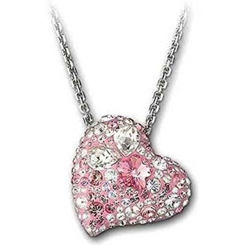 Kalung + Liontin Alana Heart Swarovski Warna Pink
