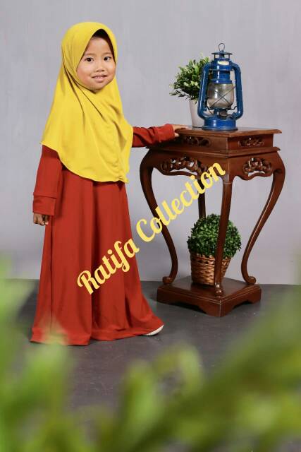 Gamis Jersey Anak Usia 11-12tahun polos tali samping.Ratifa collection