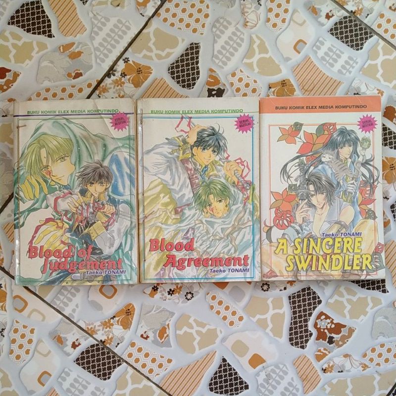 Komik BL Shounen Ai Blood of Judgement, Blood Agreement, A Sincere Swindler by Taeko Tonami Set