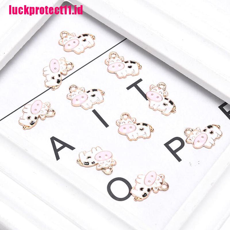 10pcs Liontin Enamel Bentuk Sapi Untuk Membuat Perhiasan Gelang