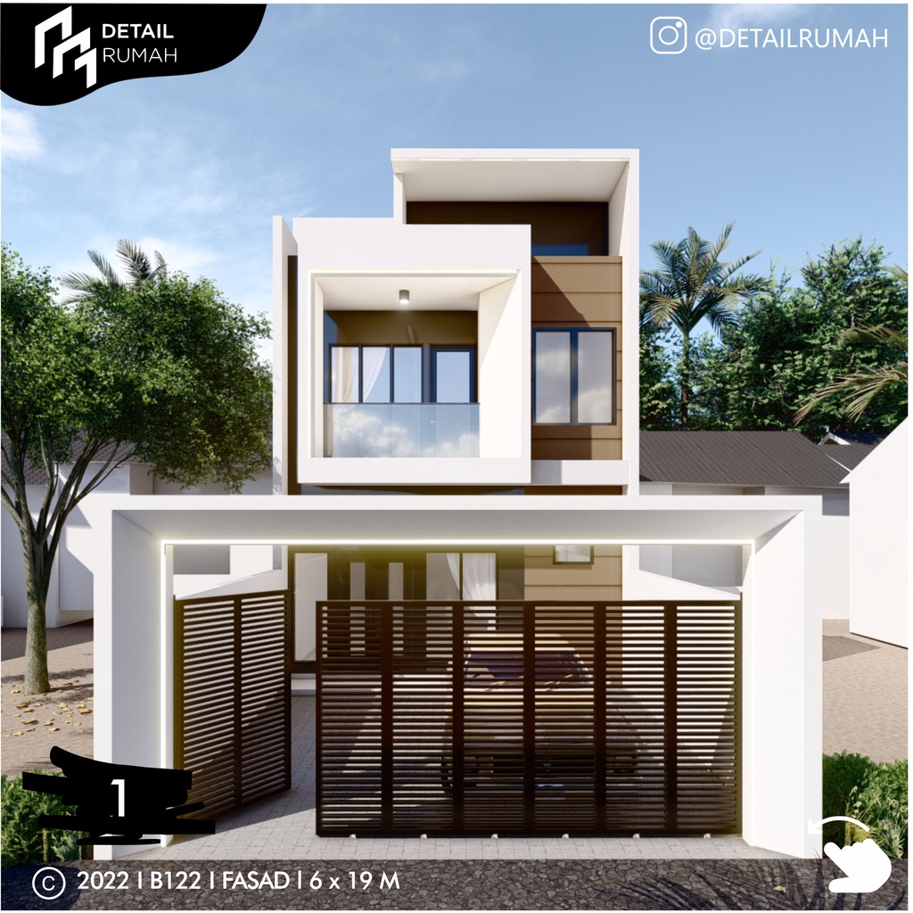 Desain Rumah Konsep Modern Minimalis 6 x 13 M 2 lantai