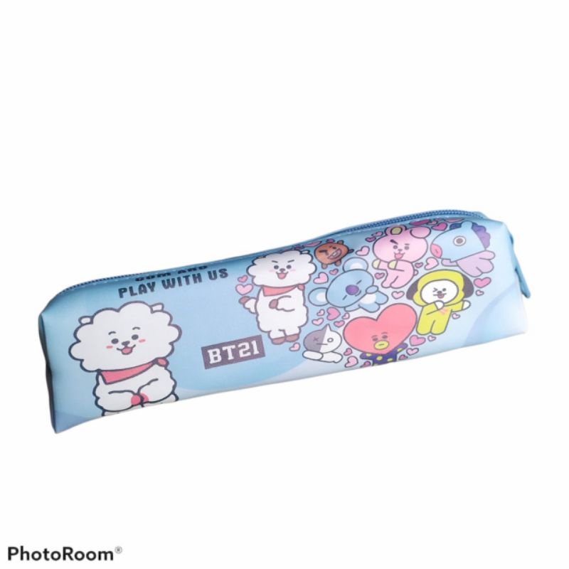 

kotak pensil tepak sekolah anak kekinian model trendi motif BT21 warna soft tempat penyimpanan pensil dan peralatan tulis