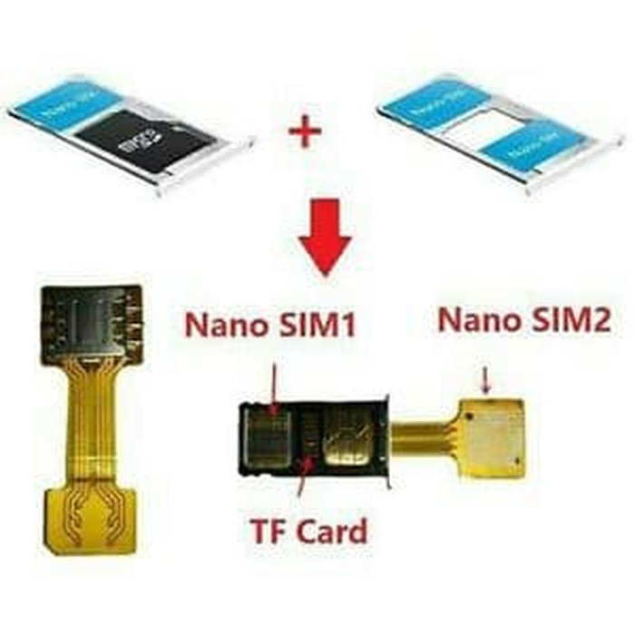 Hybrid SIM Card Converter to Nano SIM Card Konektor Flexible Kartu SIM