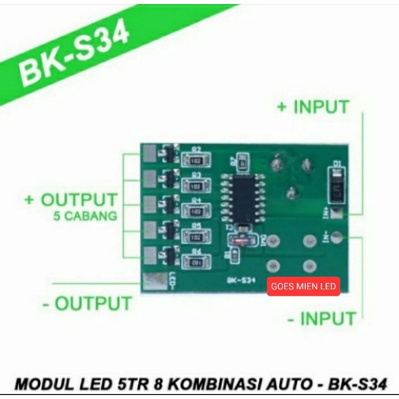 PCB modul led kedip 5 jalur DC 12V 24V