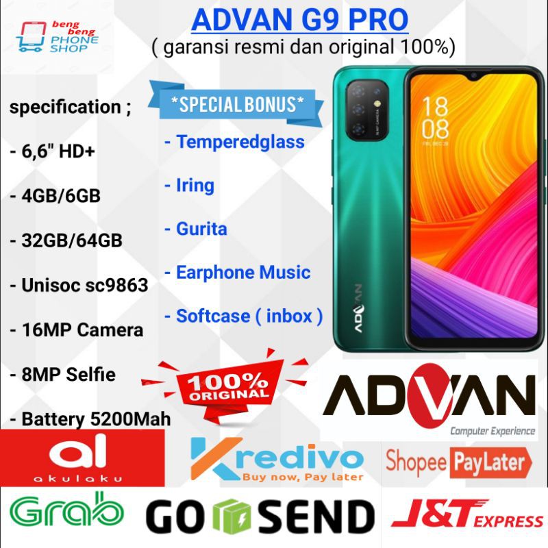 ADVAN G9 PRO RAM 6GB 64GB GARANSI RESMI