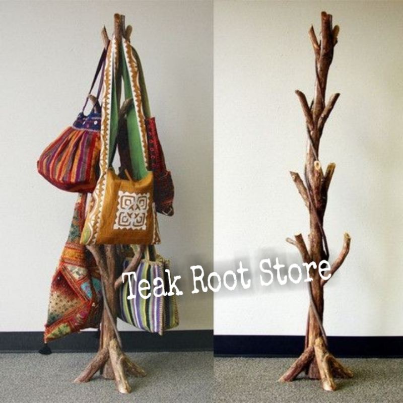 Gantungan Tas Berdiri Akar Kayu Jati