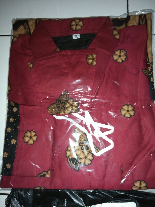 Cod Kemeja Batik Pria Furing Braja Lengan Panjang Merah Maron Kamulyan Modern