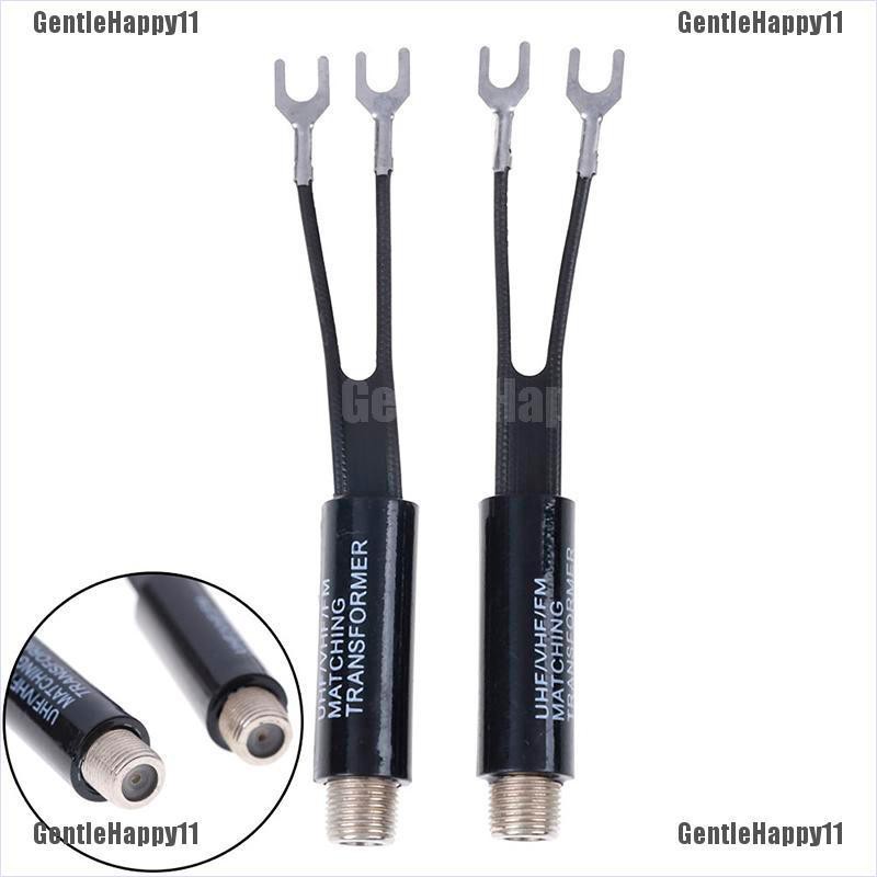 GHID  2Pcs UHF/VHF/FM/TV F cable 75-300 Ohm balun antenna matching transformer adapter