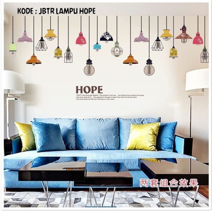 WALLSTICKER LAMP LAMPU HOPE GANTUNG WALSTIKER WALLSETIKER SETIKER CAAFE CAFEE UK 60X90CM STIKER DINDING TEMBOK STICKER CAFE RUANG TAMU KAMAR RUANG TAMU