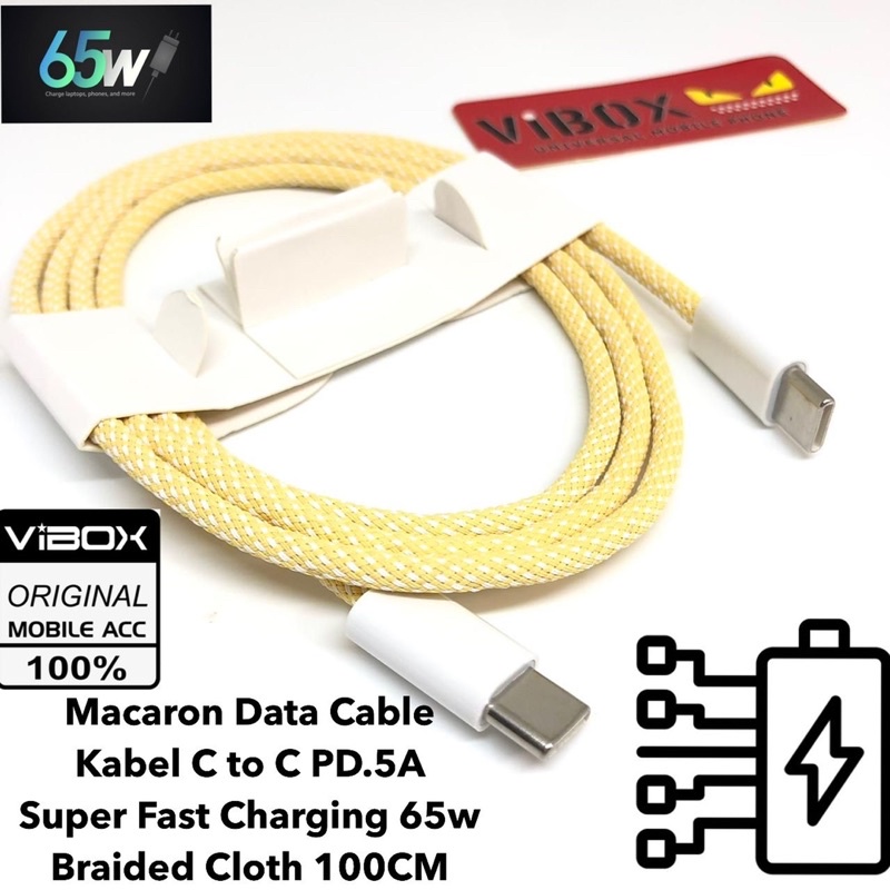 KABEL DATA MACARON 100CM KABEL C TO C PD.5A SUPER FASTCHARGING 65W