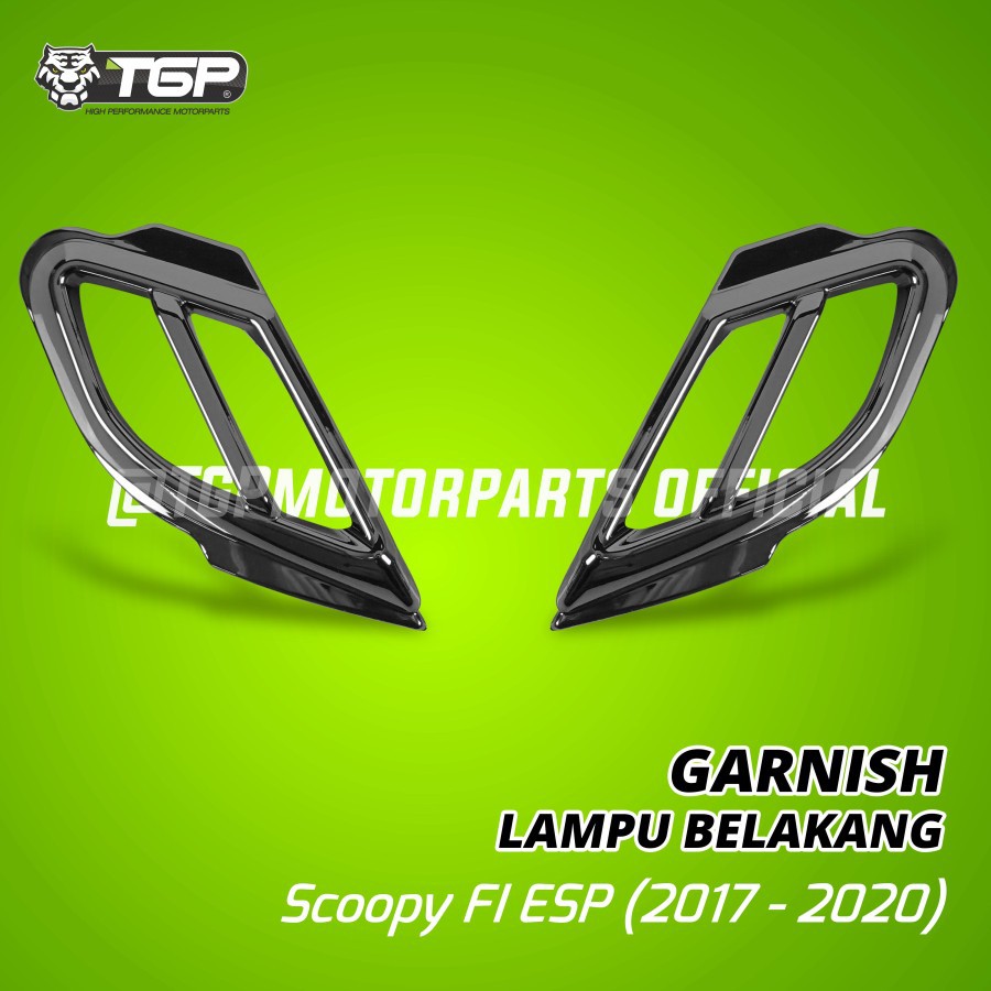 GARNISH LAMPU BELAKANG SCOOPY FI LED K93 2017 2020 TGP BLACK CHROME