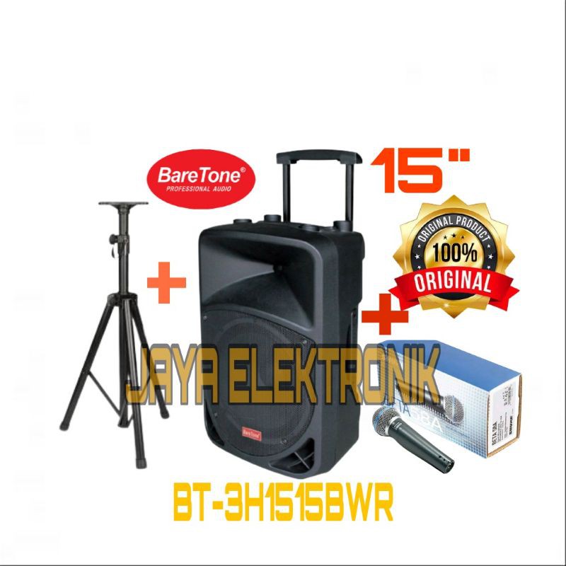 Speaker Aktif Portabel Meeting Wireless Bluetooth BARETONE 15 INCH 15BWR 15 BWR FREE STAND+MIC
