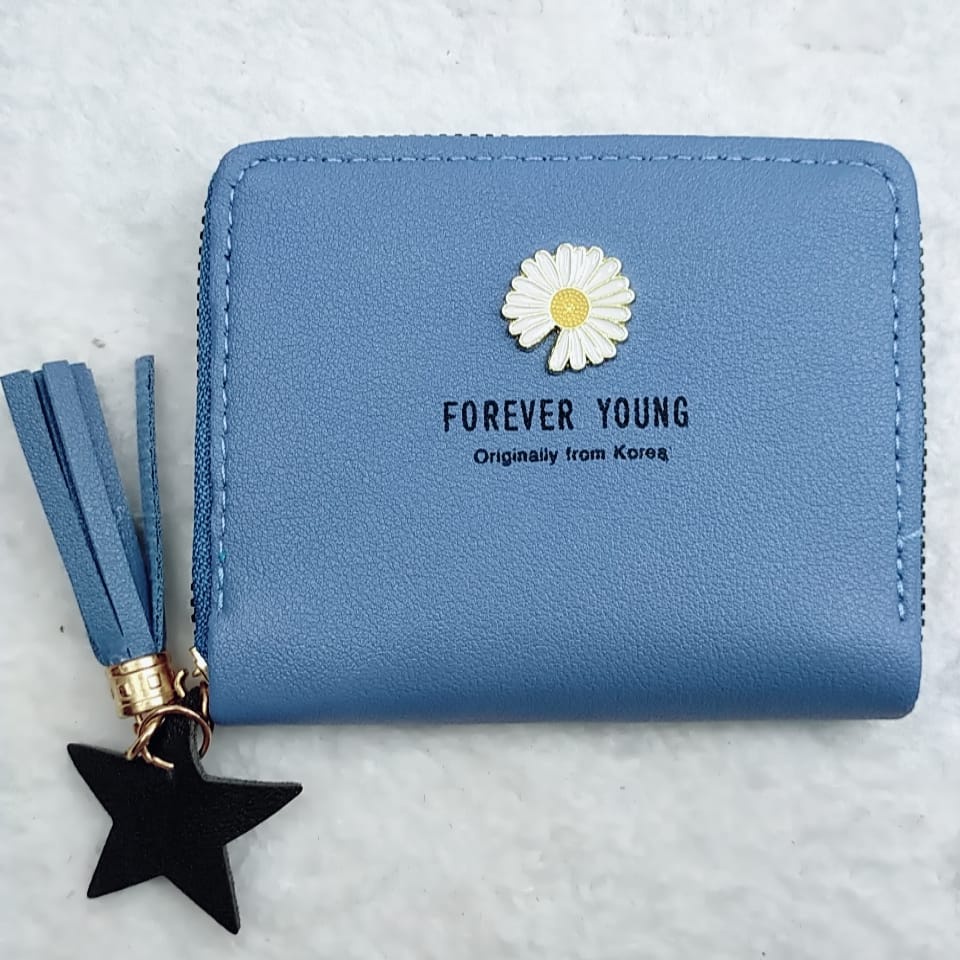 HC Dompet Wanita Kecil Motif Bunga Daisy Dompet Lipat Kecil Wanita import motif Bunga-HC6646 BIRU 086