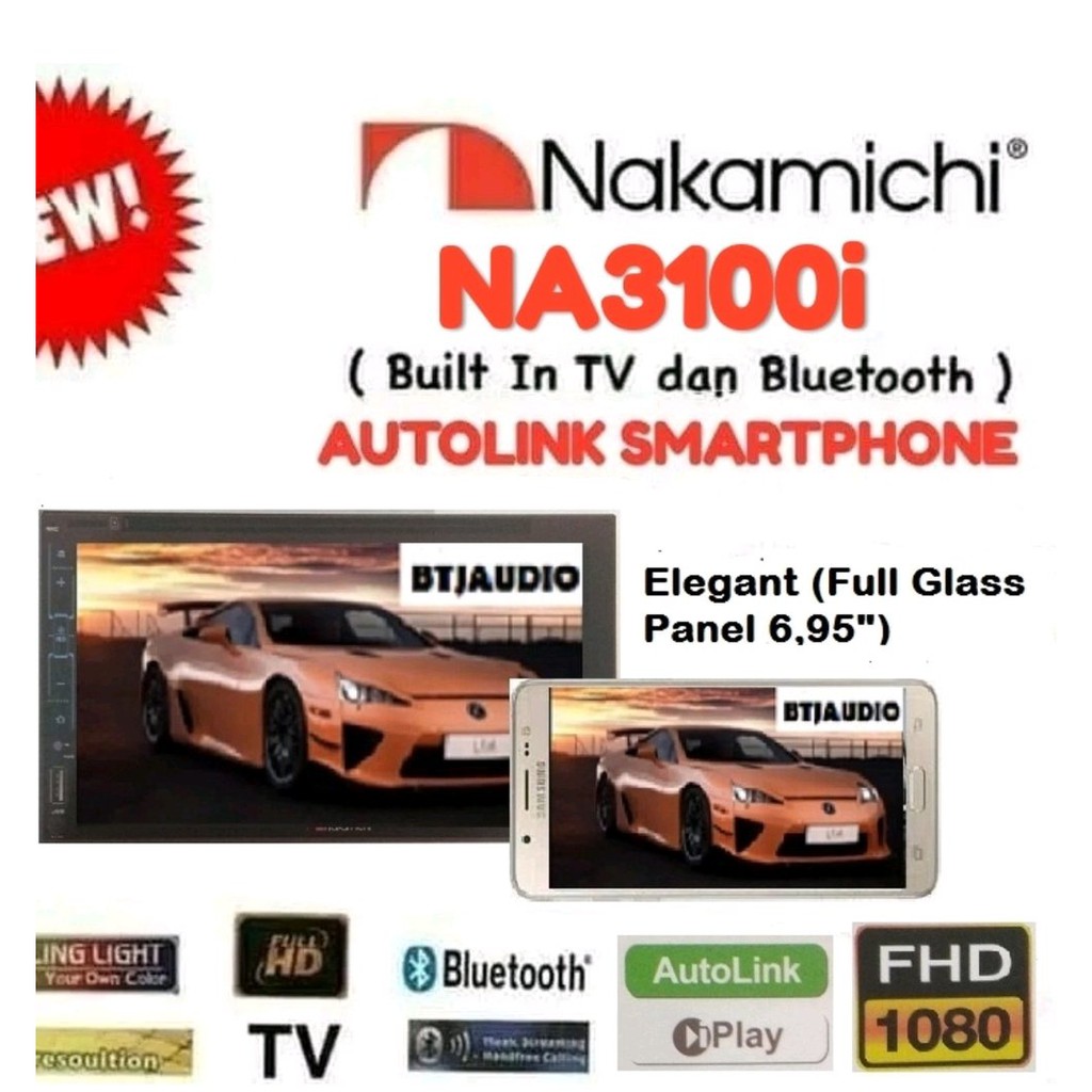 HEAD UNIT TV MOBIL DOUBLE DIN NAKAMICHI NA3101i NEW PRODUCT 2017 (FULL TOUCHSCREEN & TV TUNER)