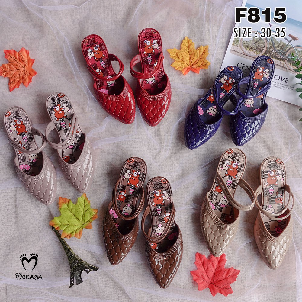 Sepatu Slop Jelly Anak Cewek Model Love Lancip Super Cantik Elegant Mewah Import Mokaya / Size 30-35 (8828-850/F815-6)
