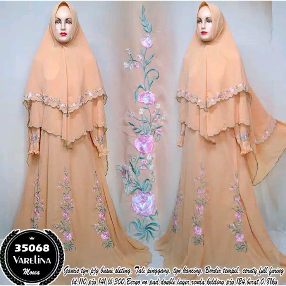 JUAL baju muslim gamis syari ceruti bordir arabella