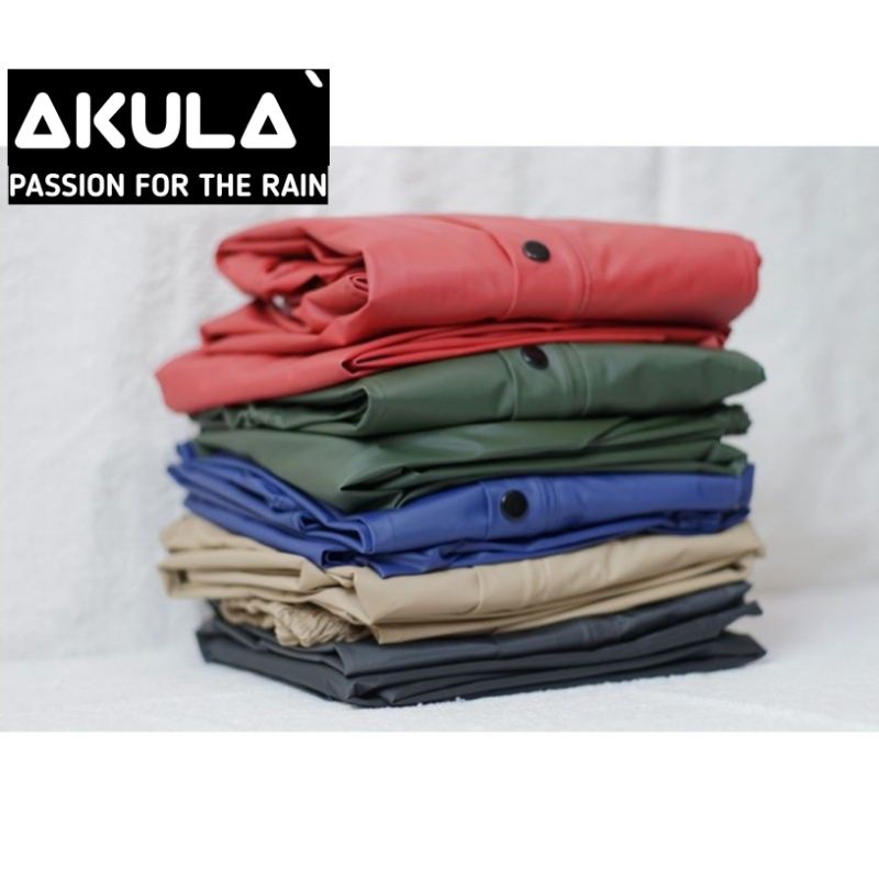 Jas Hujan Raincoat AKULA Pria Wanita Terbaik Bahan Karet PVC Tabal Lentur Anti Rembes