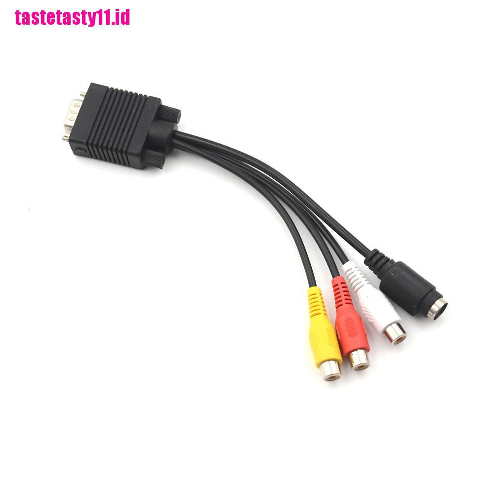 【TTID】1pcs Video Cable Laptop PC HDTV Connector VGA Male to S-Video 3 RCA Jack