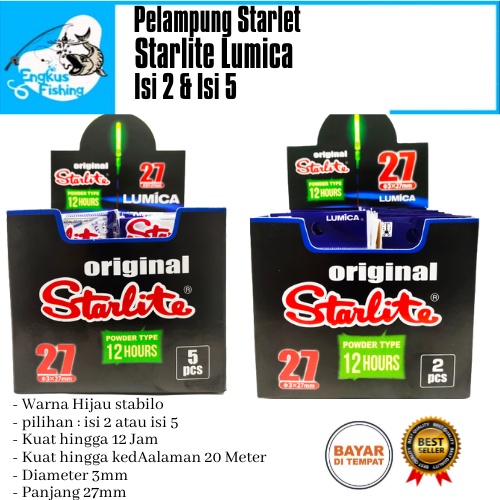 Pelampung Pancing Starlet Starlite Glow Stick Lumica Box Isi 2 &amp; 5 (50 Sachet) Murah - Engkus Fishing