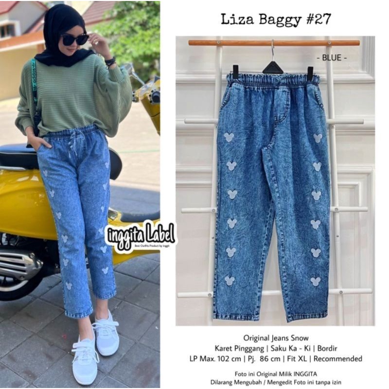 celana boyfriend kekinian bordil Liza baggy terbaru original jeans denim