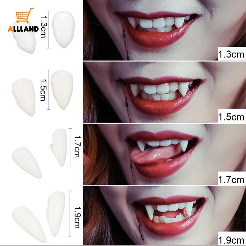 Gigi Palsu Vampire Bahan Resin Ramah Lingkungan Untuk Kostum Halloween