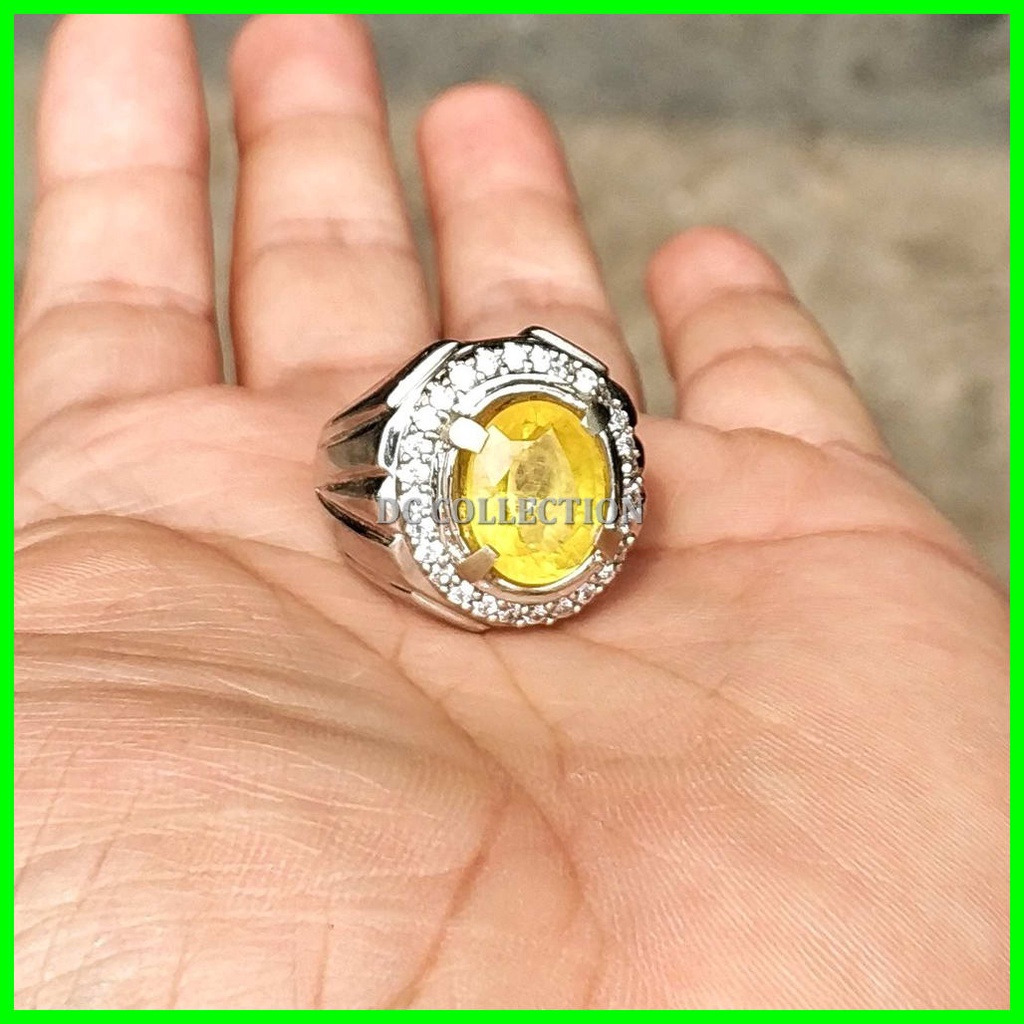 CINCIN BATU AKIK PERMATA YELLOW SAFIR CHATAM CUTING OCTAGON GLAMOUR 10mohs