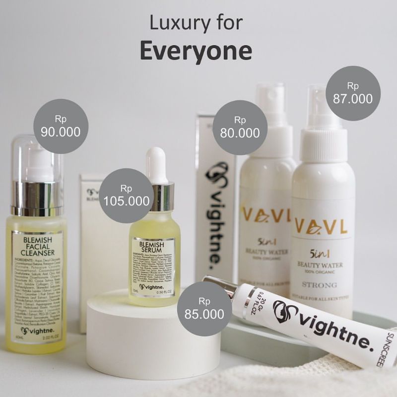 READY! VAVL BEAUTY WATER | BEAUTY WATER STRONG | VIGHTNE FACIAL CLEANSER | BLEMISH SERUM | SUNSCREEN