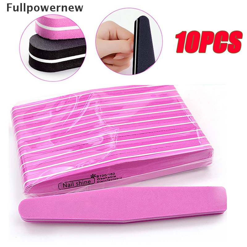 (FULL) 10pcs / Set Alat Kikir / Buffer Kuku Bahan Berlian Dapat Dicuci Untuk Manicure / Pedicure