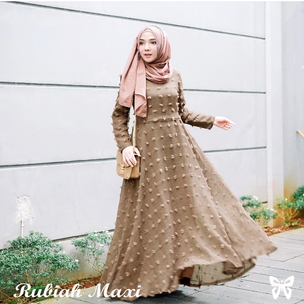 HOPYLOVY SALE - Gamis Maxi Dress Wanita bahan Linen Rubiah