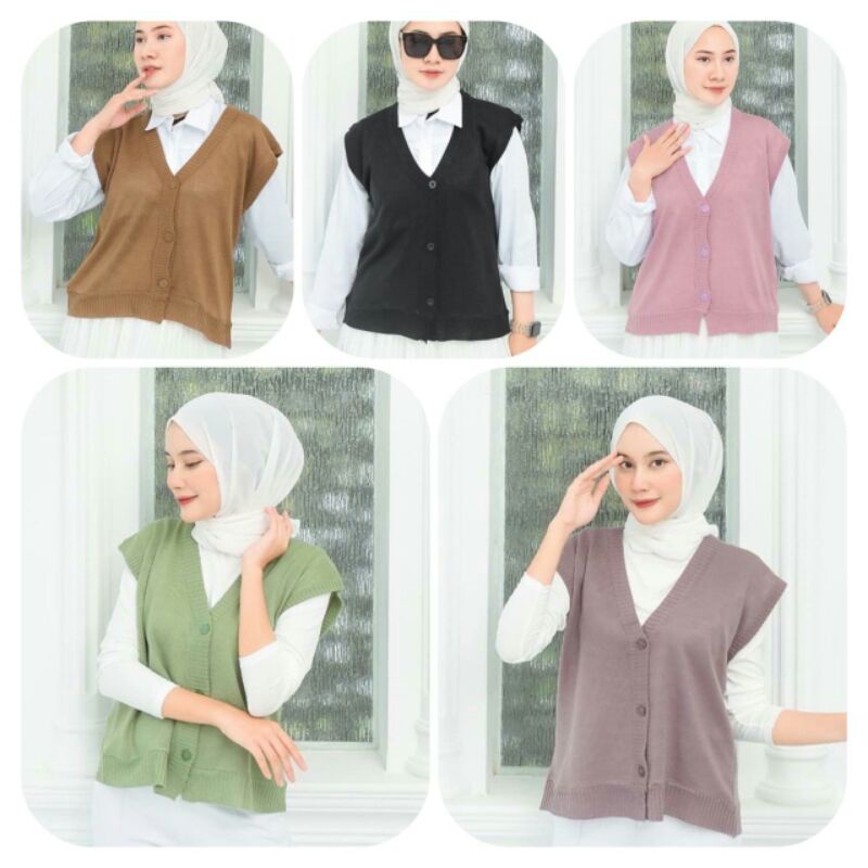 BUTTON VEST ROMPI RAJUT KANCING