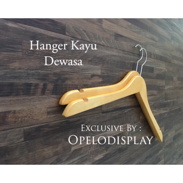 GANTUNGAN BAJU / HANGER KAYU DEWASA NATURAL / COKLAT TUA