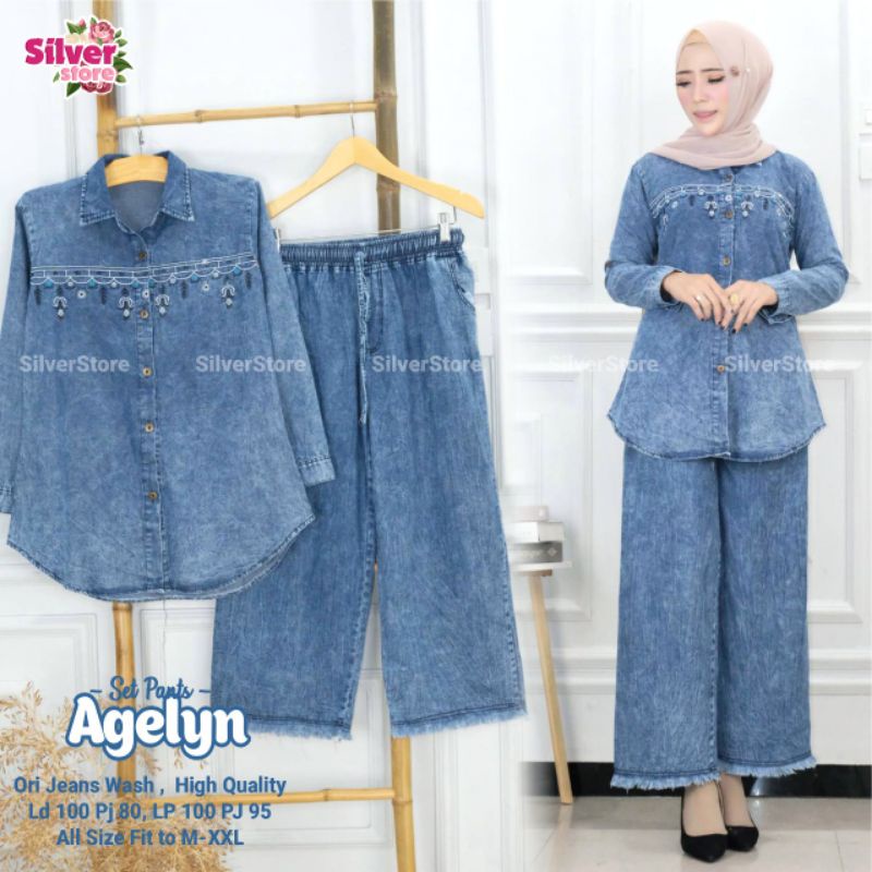 AGELYN SET KULOT JEANS ORI By Silver Store  (100% REAL PICT JEANS BY SILVER STORE)
