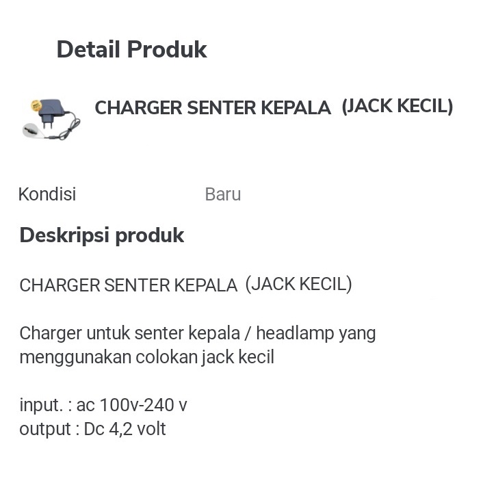 img Charger Senter Kepala (Jack Lubang Besar)