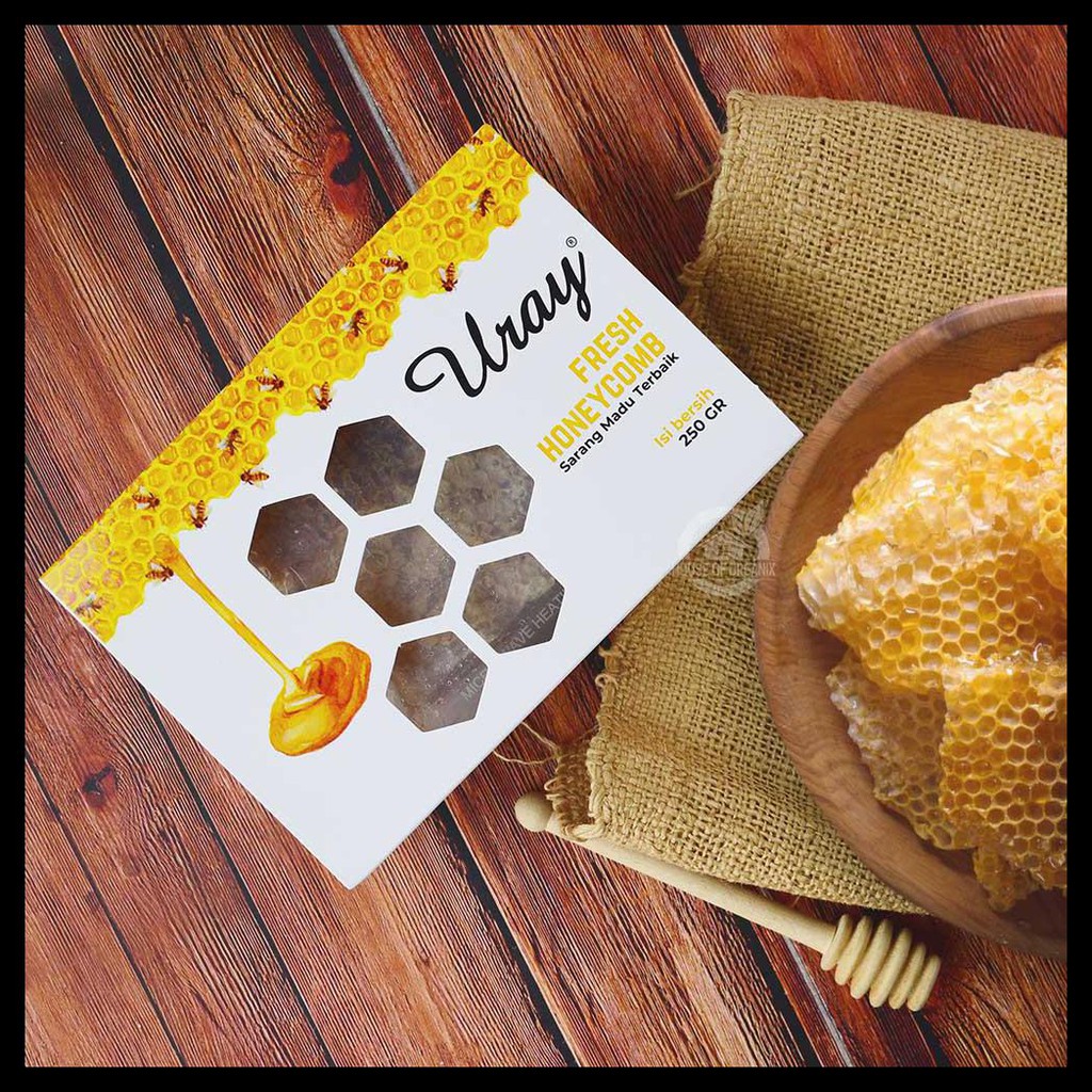 

Madu Uray Pure Honeycomb / Sarang Madu Asli 250 Gr