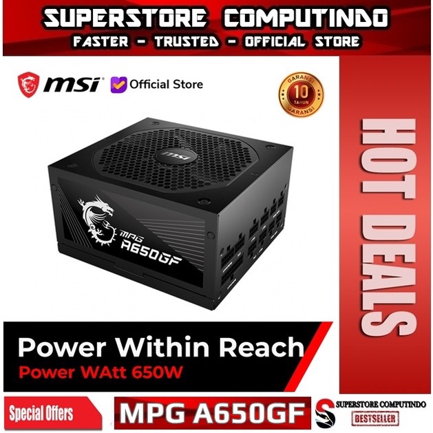 PSU MSI MPG A650GF Modular 650Watt 80+ Gold/Power Supply 650W 80+ Gold