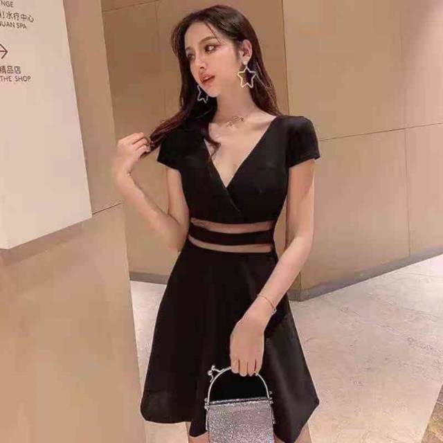 Mini dress deep V neck