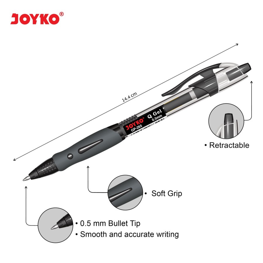 1 lusin Pulpen / Pena JOYKO Ballpoint Q Gel pen 0.5 mm GP-265