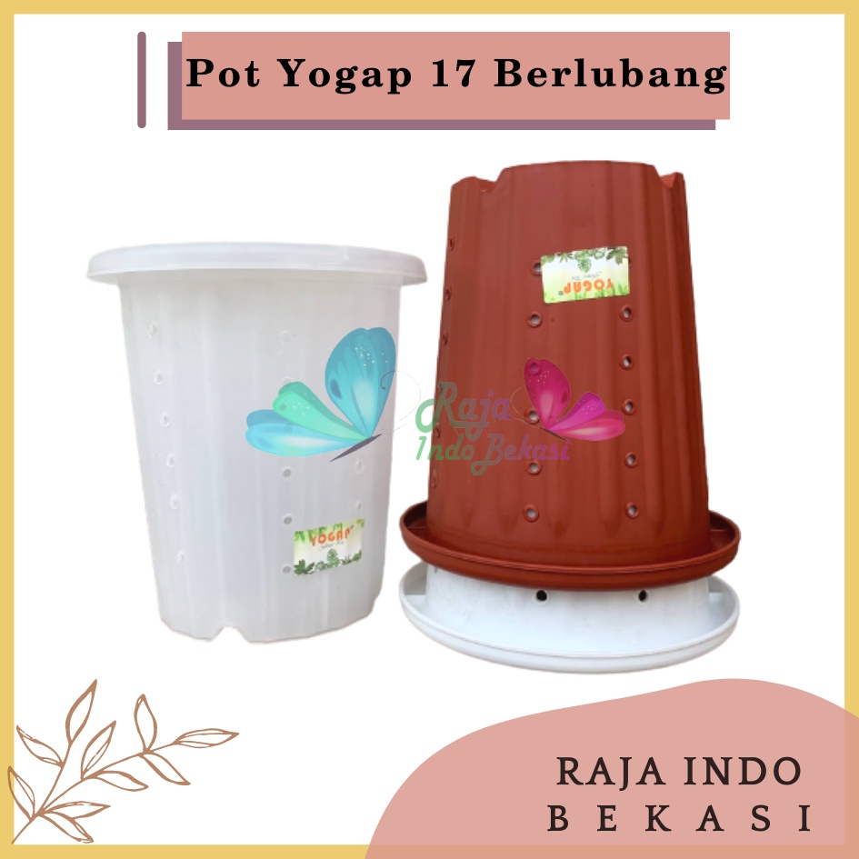 Pot Yogap 17 Putih Bening Transparan Merah Bata Merah Coklat Terracota Terracotta Berlubang POT BUNGA YOGAP 17 DIAMETER 20cm BERLUBANG