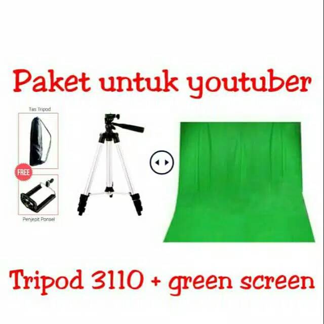 Green screen 3 m x 1.6 m plus Tripod weifeing 3110