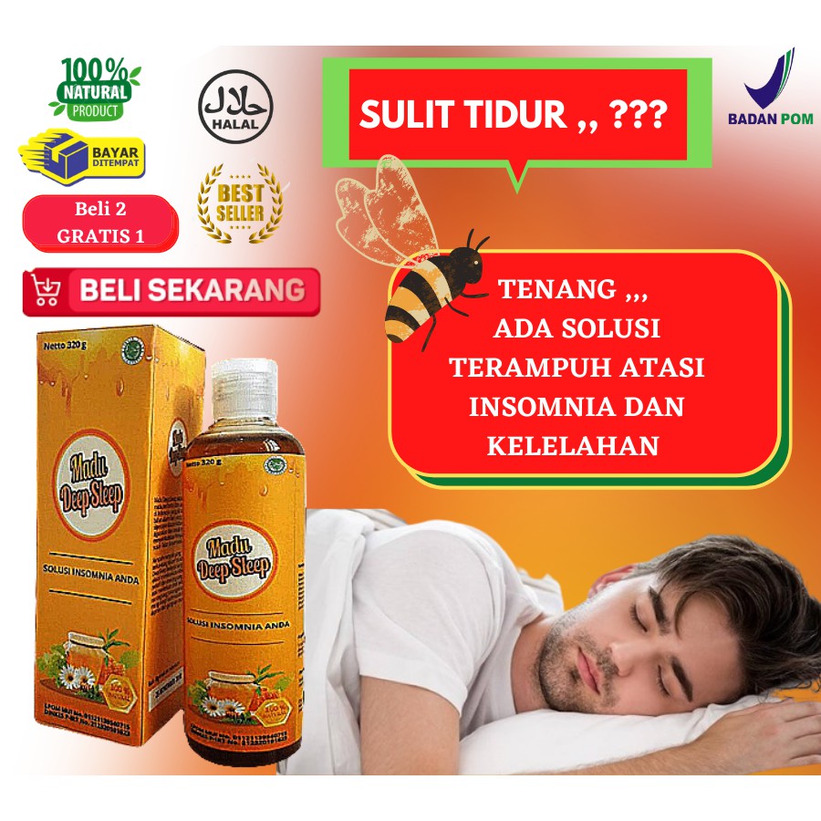 Madu Deep Sleep Obat Tidur lelap cair wanita/pria ampuh asli original 100% ORIGINAL