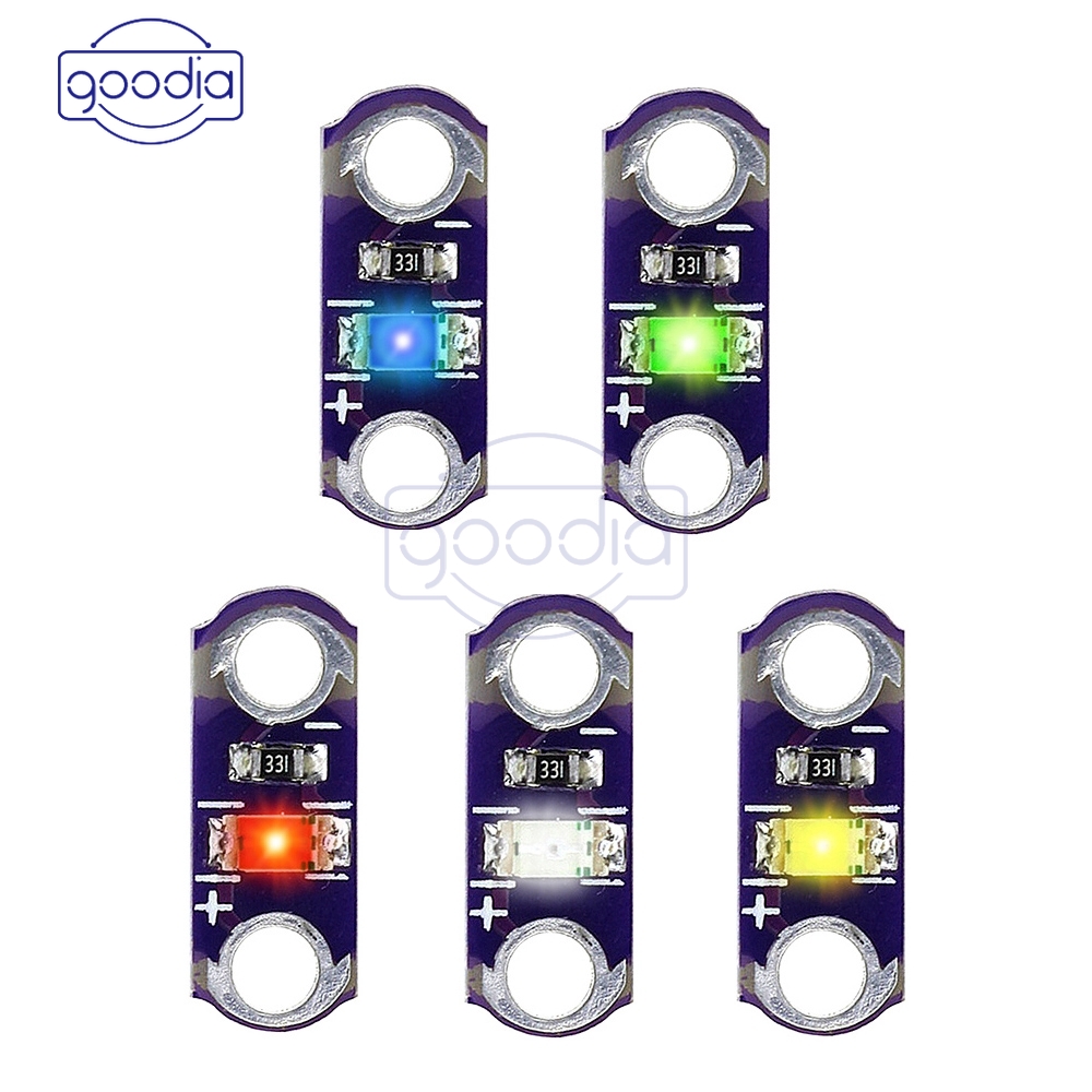 5 Pcs Lampu Lilypad Smd Led Merah/Hijau/Biru/Kuning/Putih 3v-5v Diy