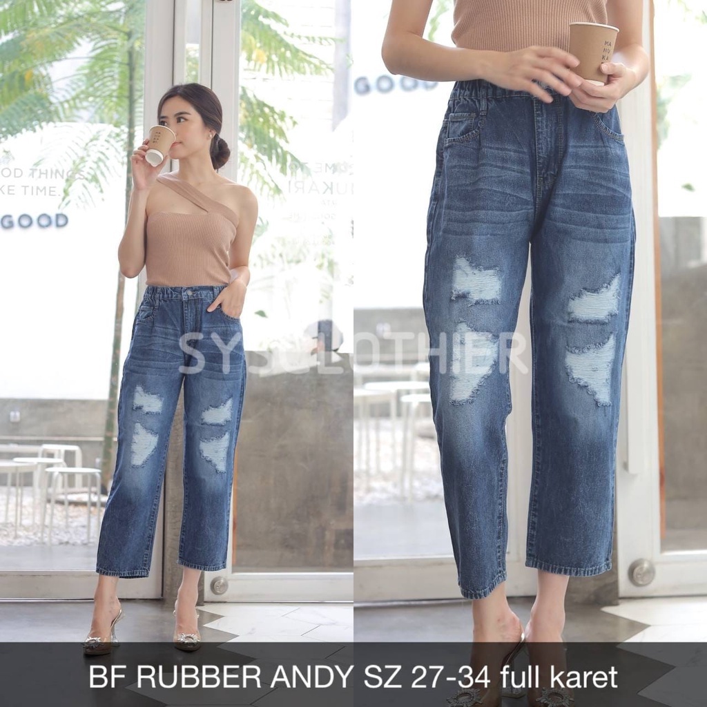 CELANA JEANS WANITA BF RUBBER ANDY-SYSCLOTHIER