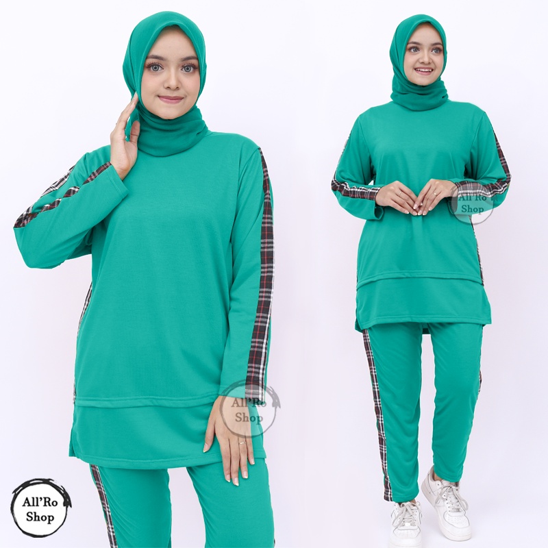 Baju Setelan Olahraga Seragam Senam Training Zumba Wanita Lengan Panjang SET YOVIOS Ukuran XL XXL XXXL ARS 187